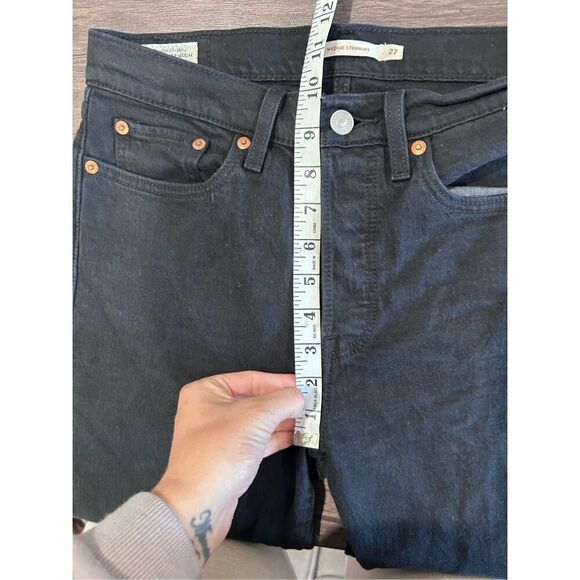 Levi's Premium Stretch Wedgie Fit Straight Jeans Black Denim Dark Wash Size 27 - Picture 11 of 13